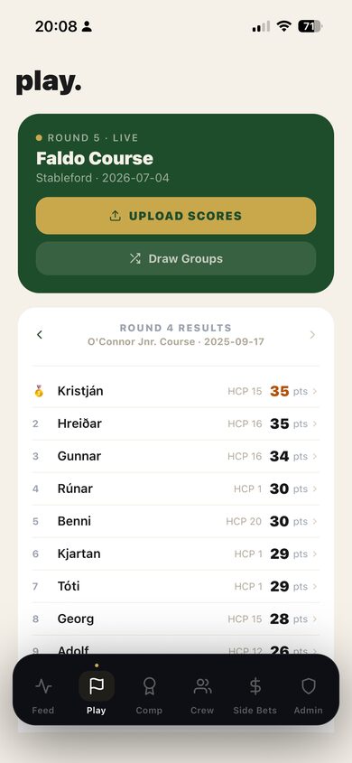 Round results and score upload